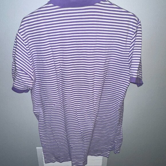 Purple and White Striped Ralph Lauren Men's Polo - Size Large - Picture 4 of 4